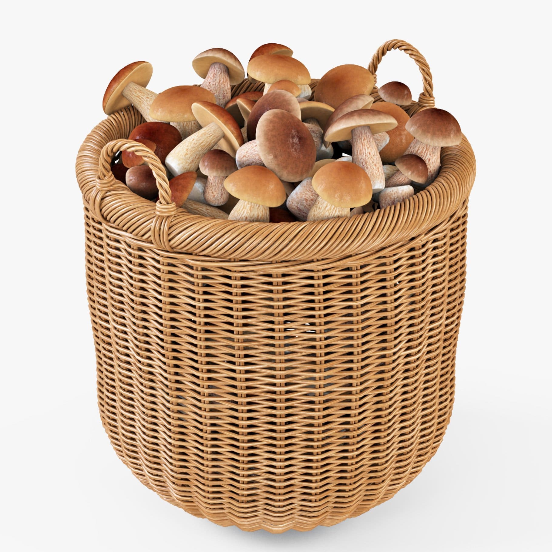 A perfectly woven mushroom basket.