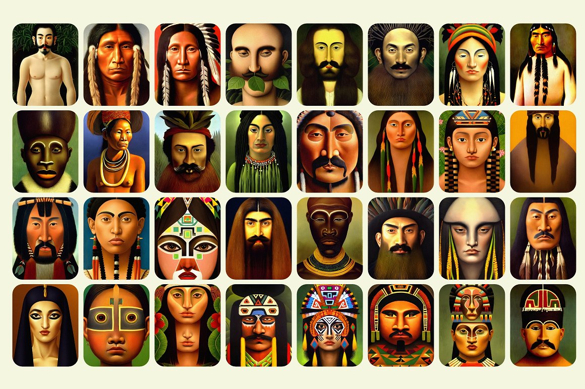 Images of representatives of different tribes.