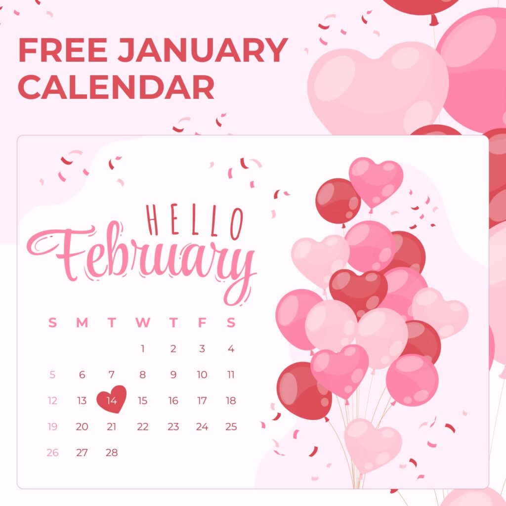 Free February Valentine's Day Calendar – MasterBundles