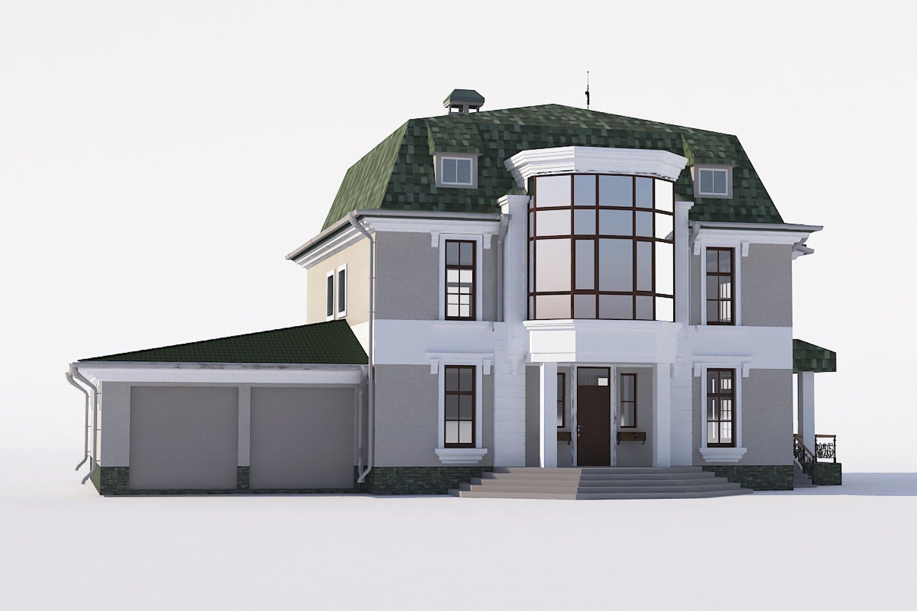 Panoramic glazing of a classic house.