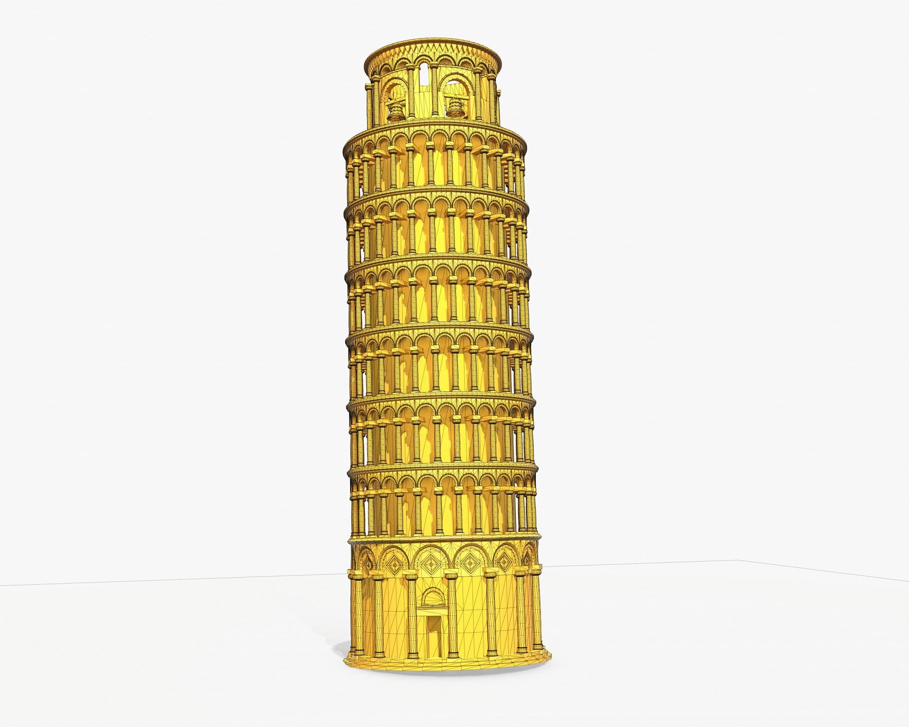 3D model of the marble Leaning Tower of Pisa.