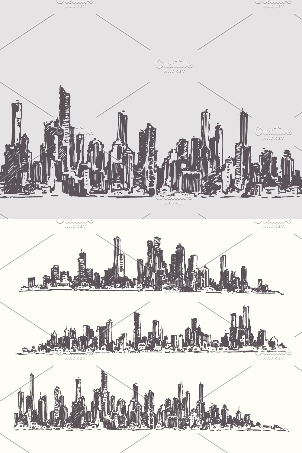 Illustrations abstract urban cities skylines pinterest.