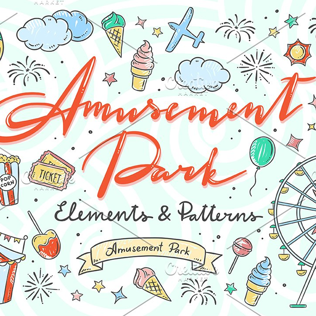 Images preview amusement park illustrations.