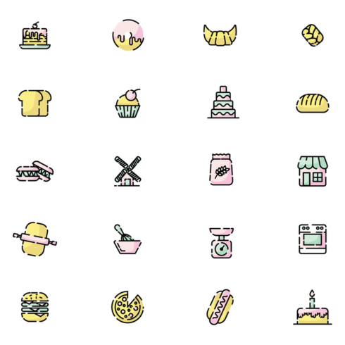 Images preview bakery set.