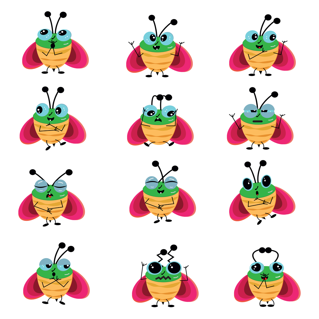 Images preview bee emoji icons set.