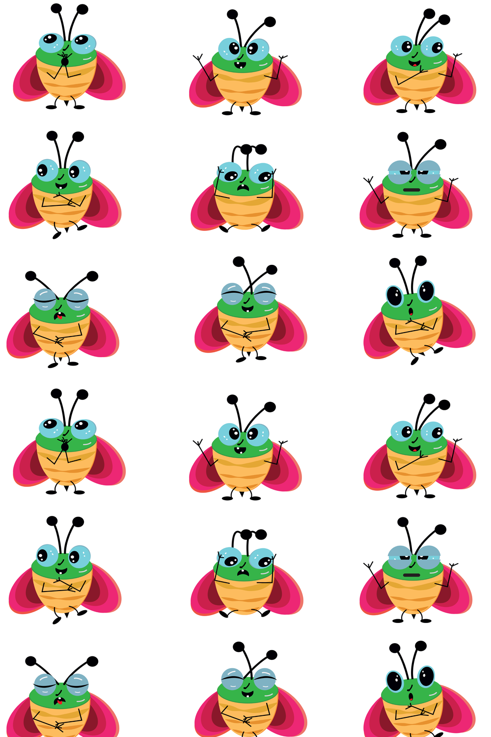 Illustrations bee emoji icons set of pinterest.