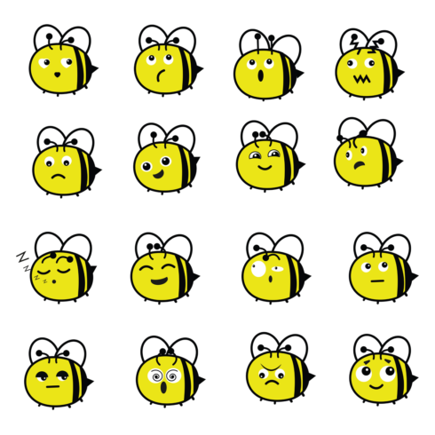 Images preview bee emoji set.