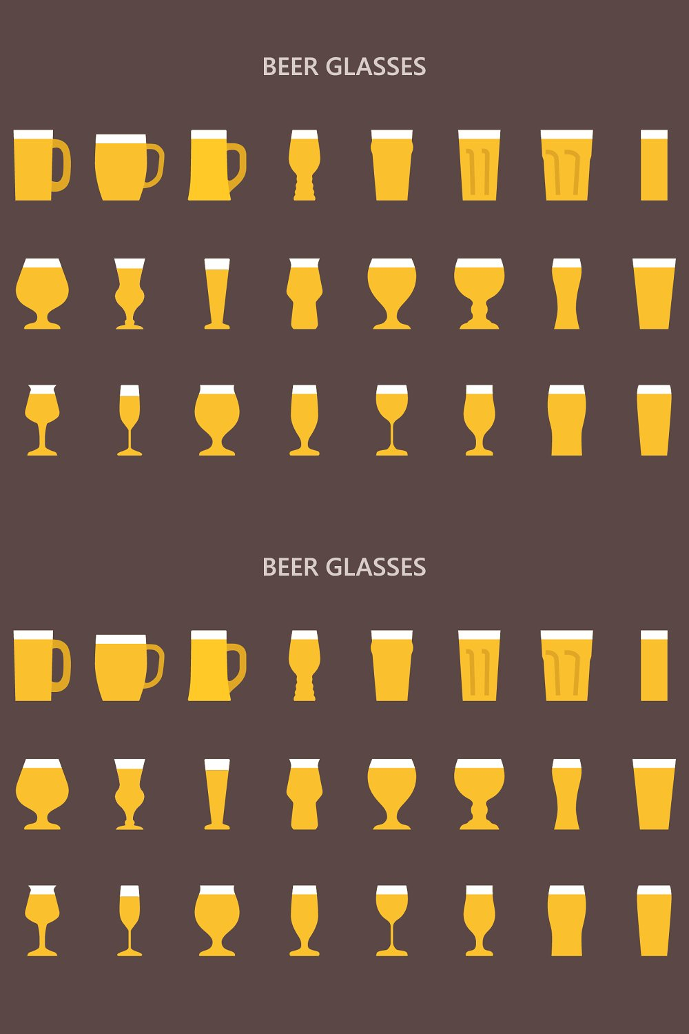 Illustrations beer glasses colored iconsof pinterest.