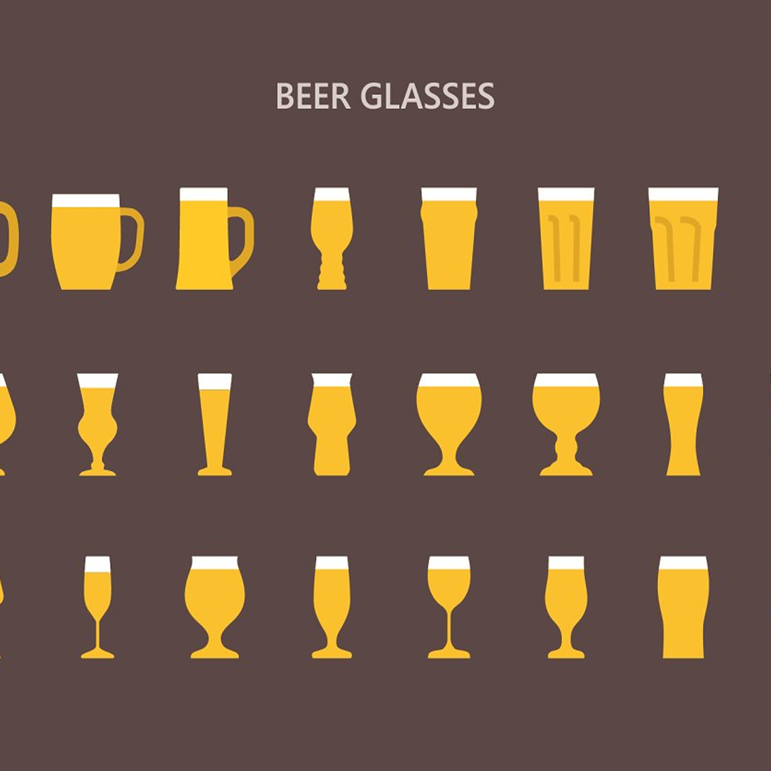 Images preview beer glasses colored icons.