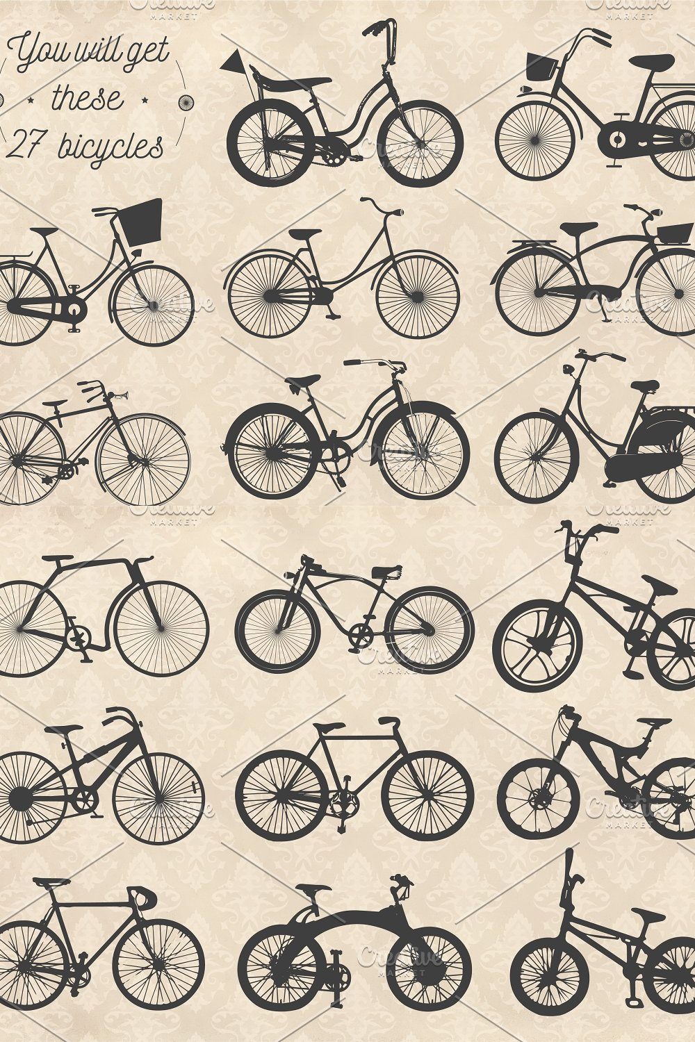 Illustrations bicycle vector set pinterest.