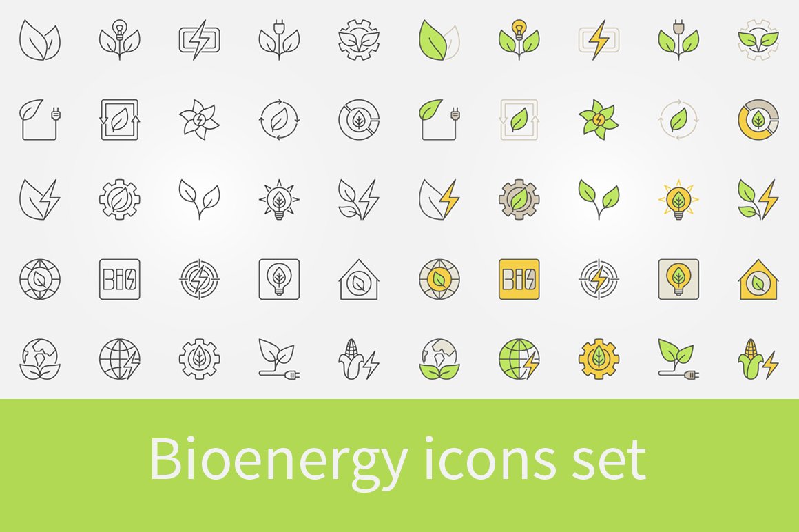bioenergy icons set banner 783