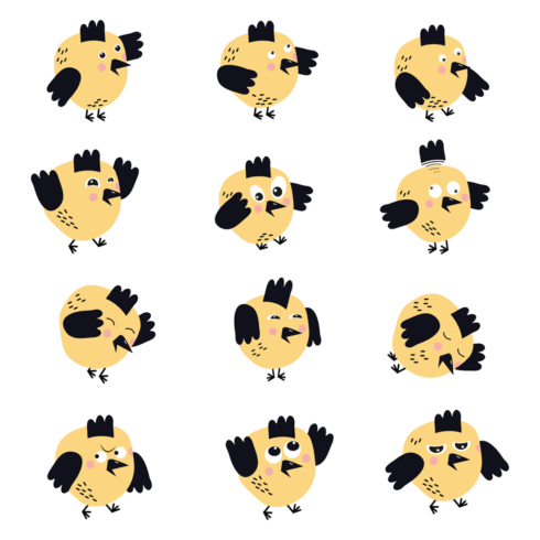 Images preview bird emoji set.