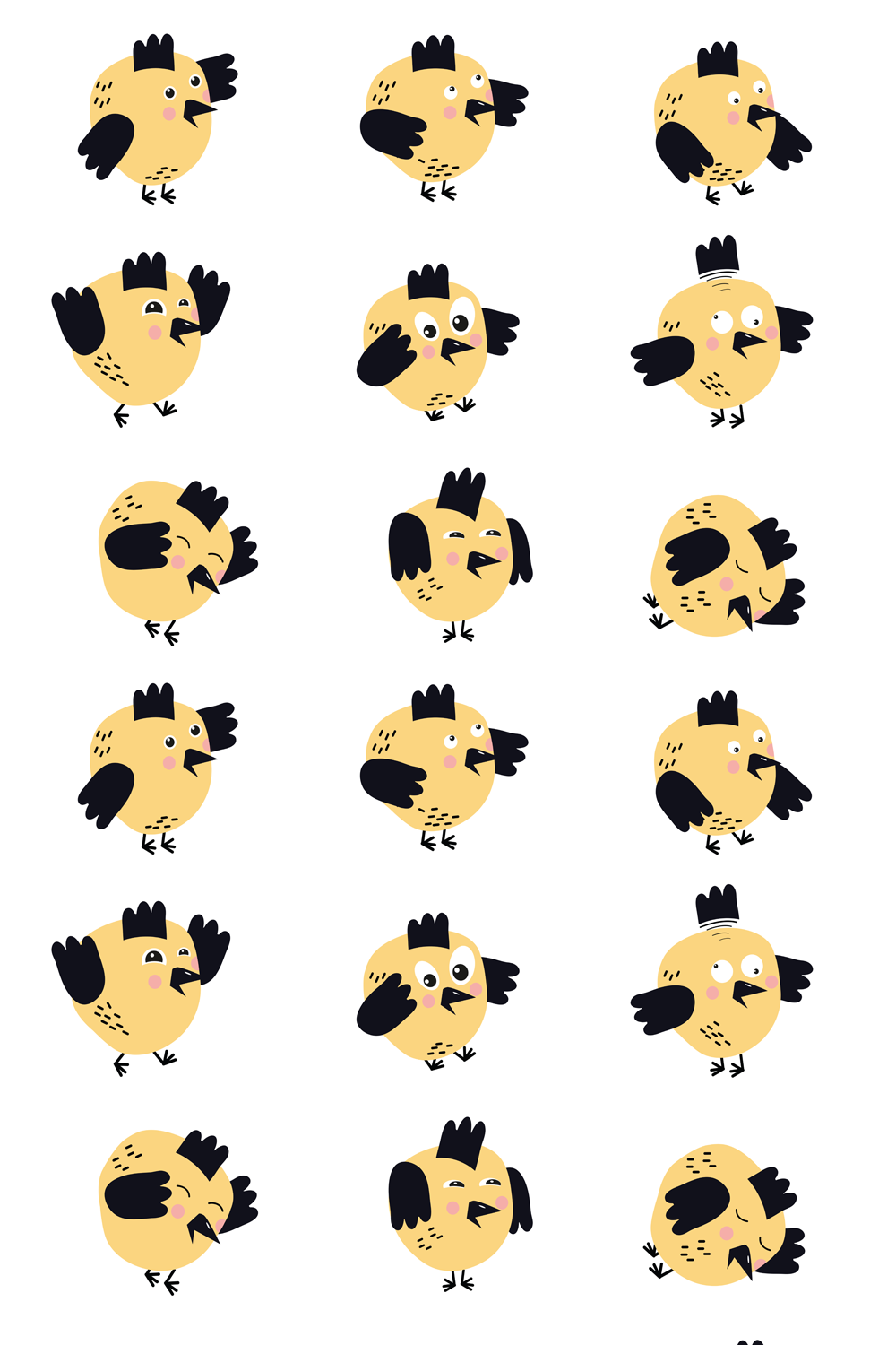 Illustrations bird emoji set of pinterest.