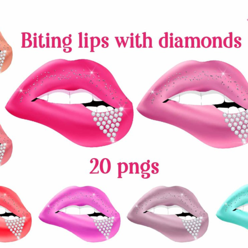 biting lips with diamonds clipart 420