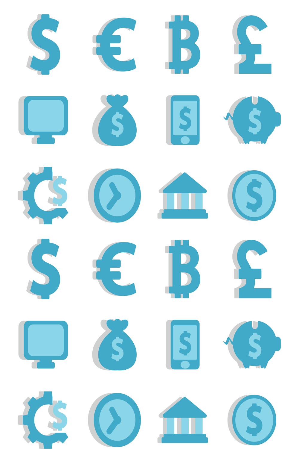 Illustrations blue finance icons set of pinterest.
