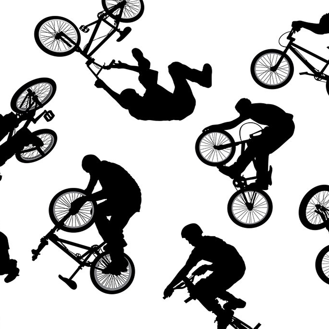 BMX cyclist silhouette vector set.