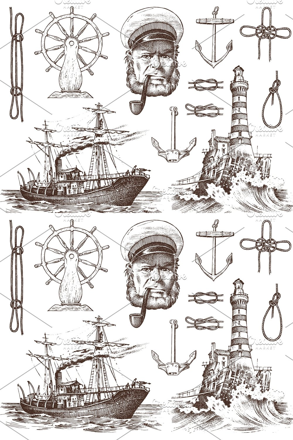 Illustrations boatswain with pipe.lighthouse sail of pinterest.