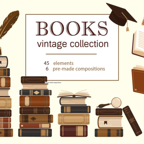 Images preview books vintage collection.