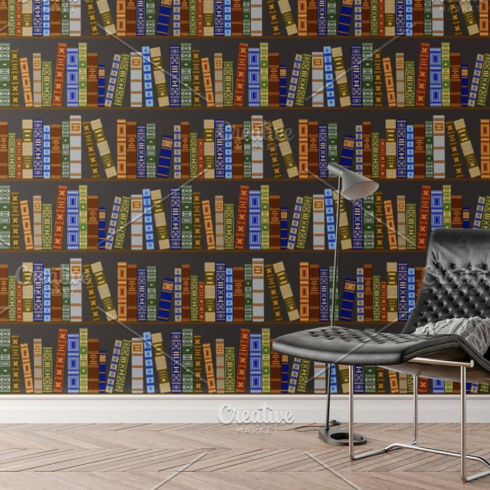 Images preview bookshelves seamless pattern.