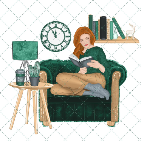 Images preview bookworm watercolor fashion clipart.