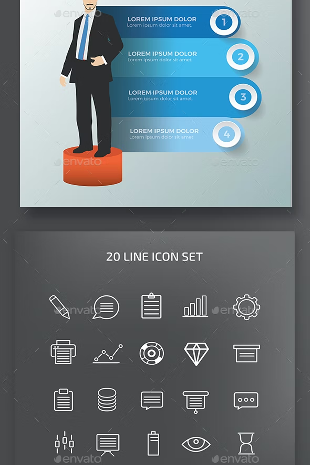 Illustrations businessman infographic design of pinterest.