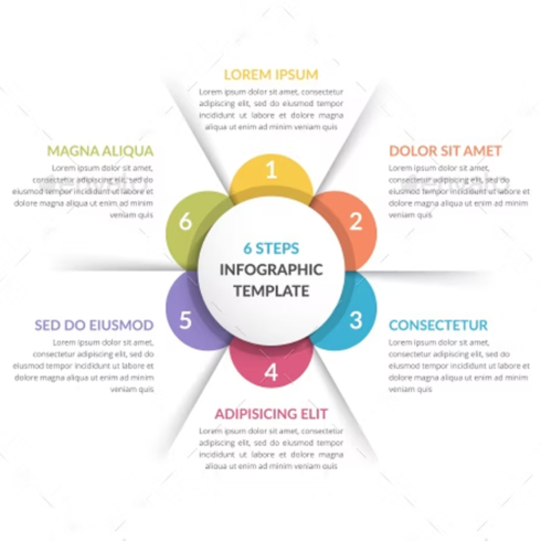 Images preview circle infographics six elements.