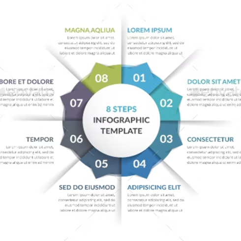 Images preview circle infographics with eight elements.