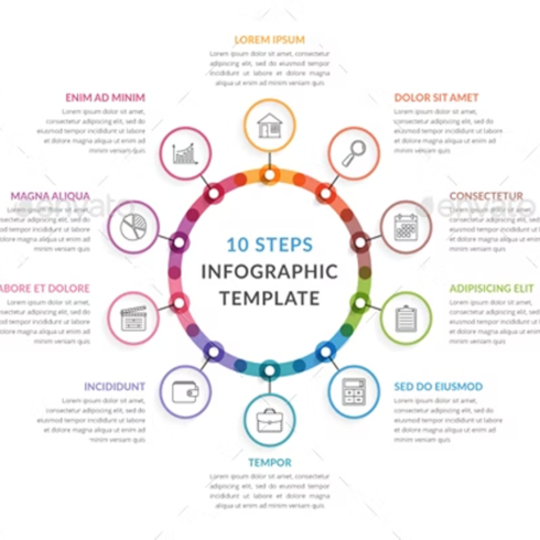 Images preview circle infographics with ten elements.