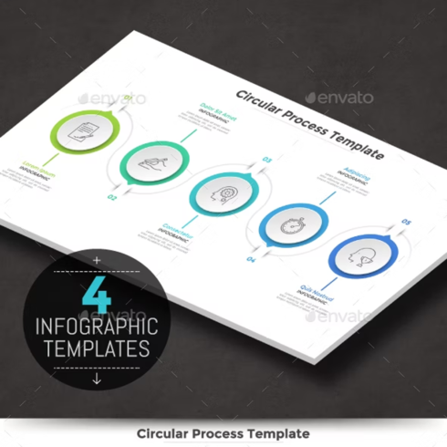 Images preview circular infographic process template 4 items.