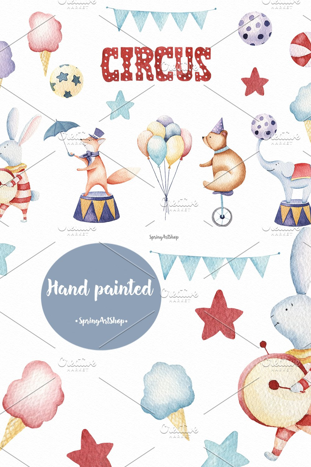 Illustrations circus animals watercolor clipart of pinterest.