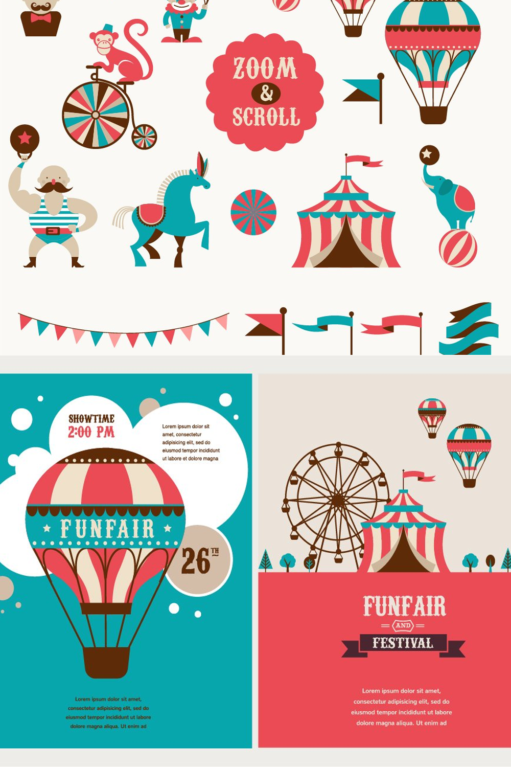 Illustrations circus funfair icons templates of pinterest.