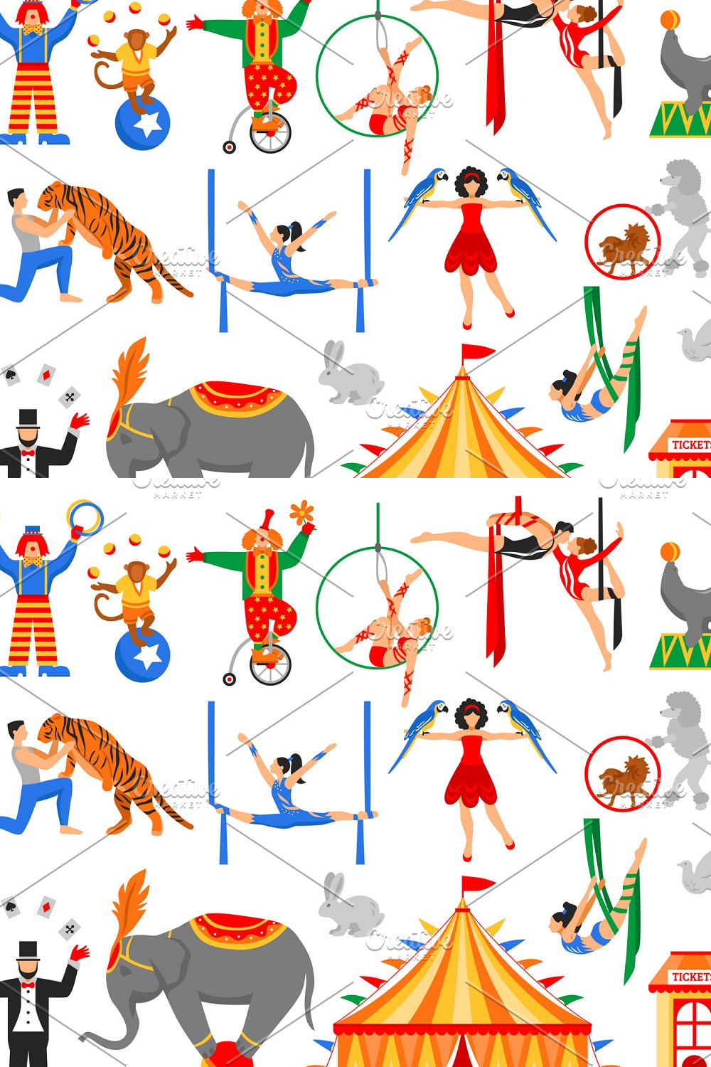 Illustrations circus performers show set of pinterest.