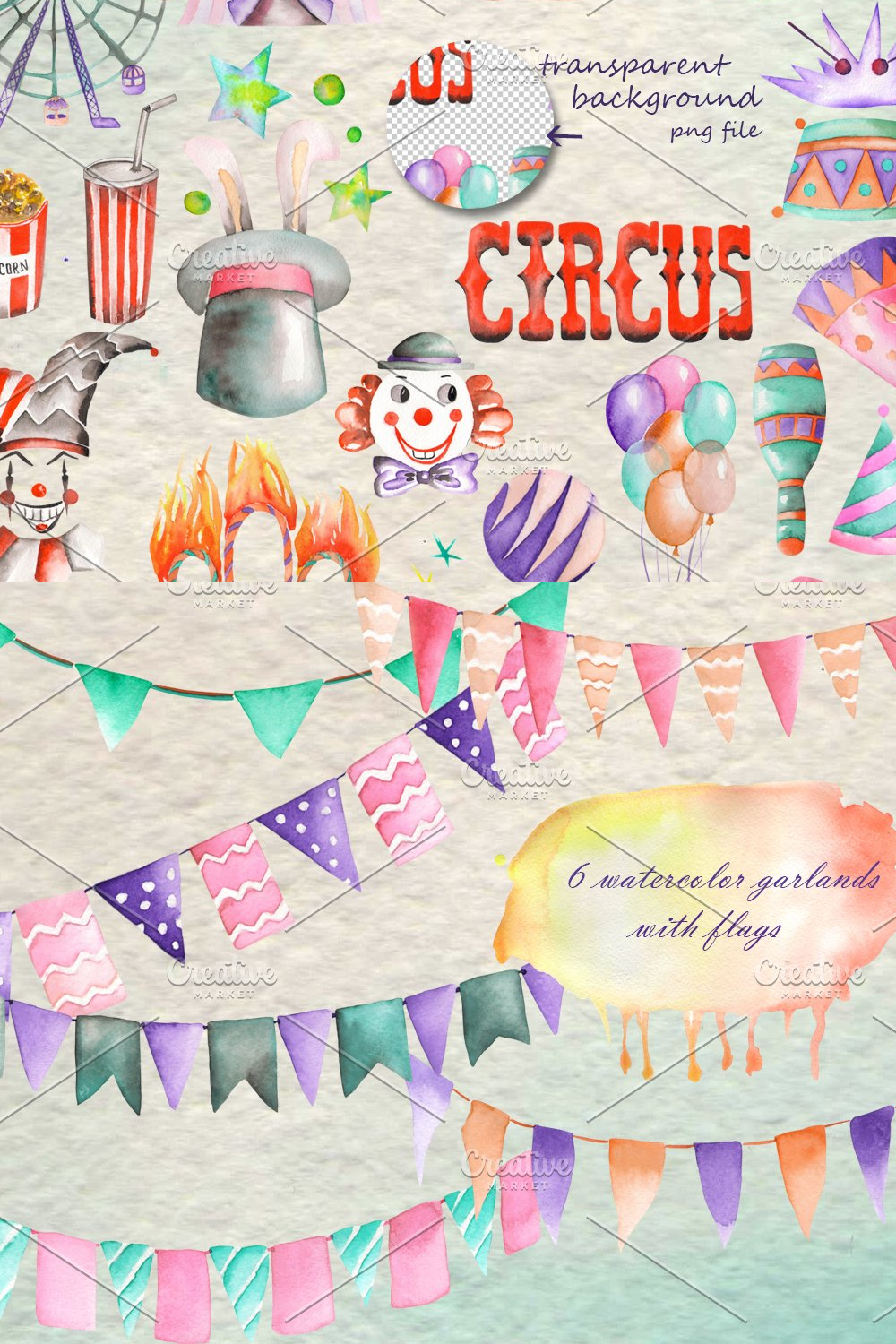 Illustrations circus watercolor collection of pinterest.