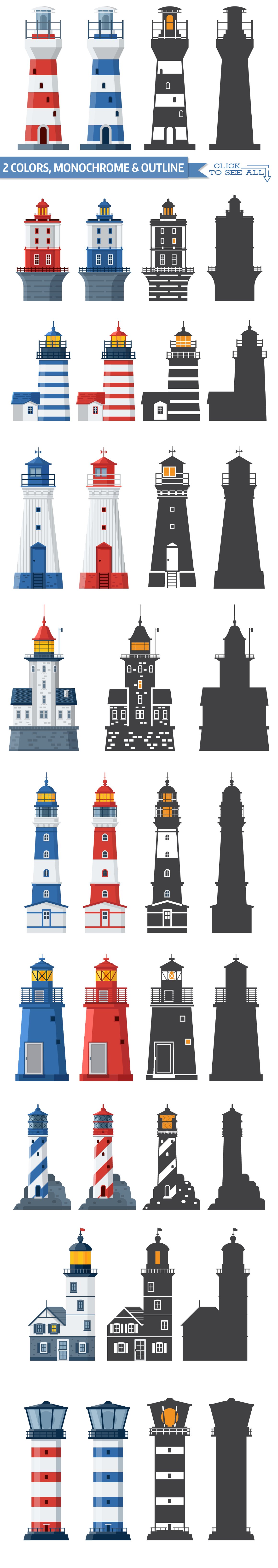 Great images of different lighthouses.