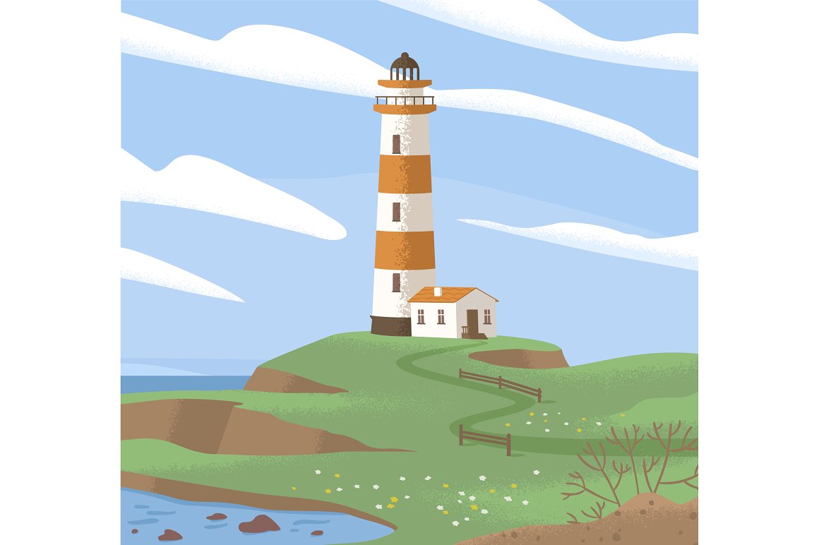 A faint image of a lighthouse.