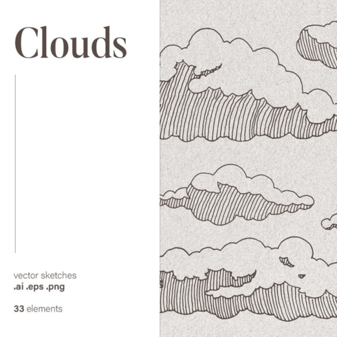 Images preview collection of clouds drawings.