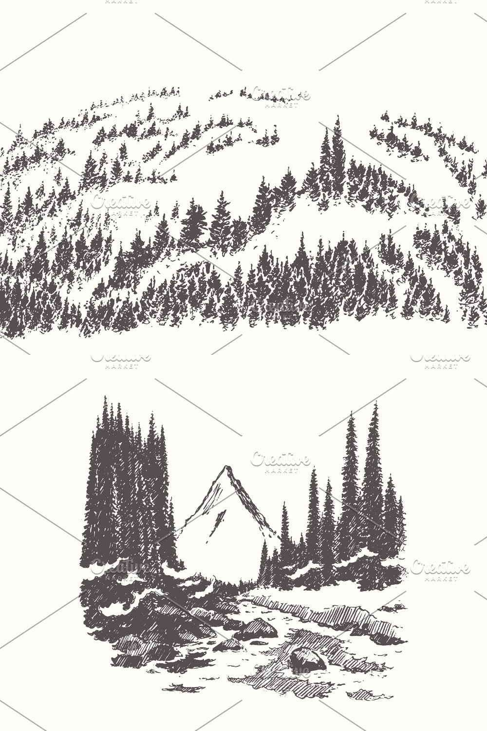 Illustrations collection of forest landscapes pinterest.