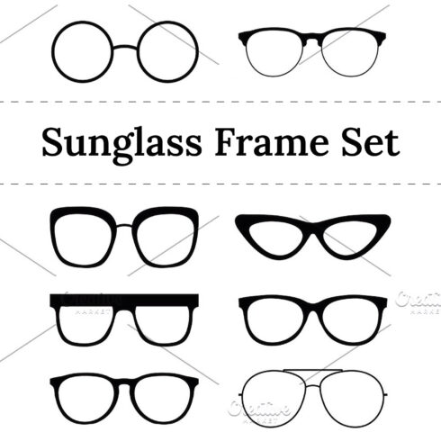 Images preview colored sunglass frame set isolated.