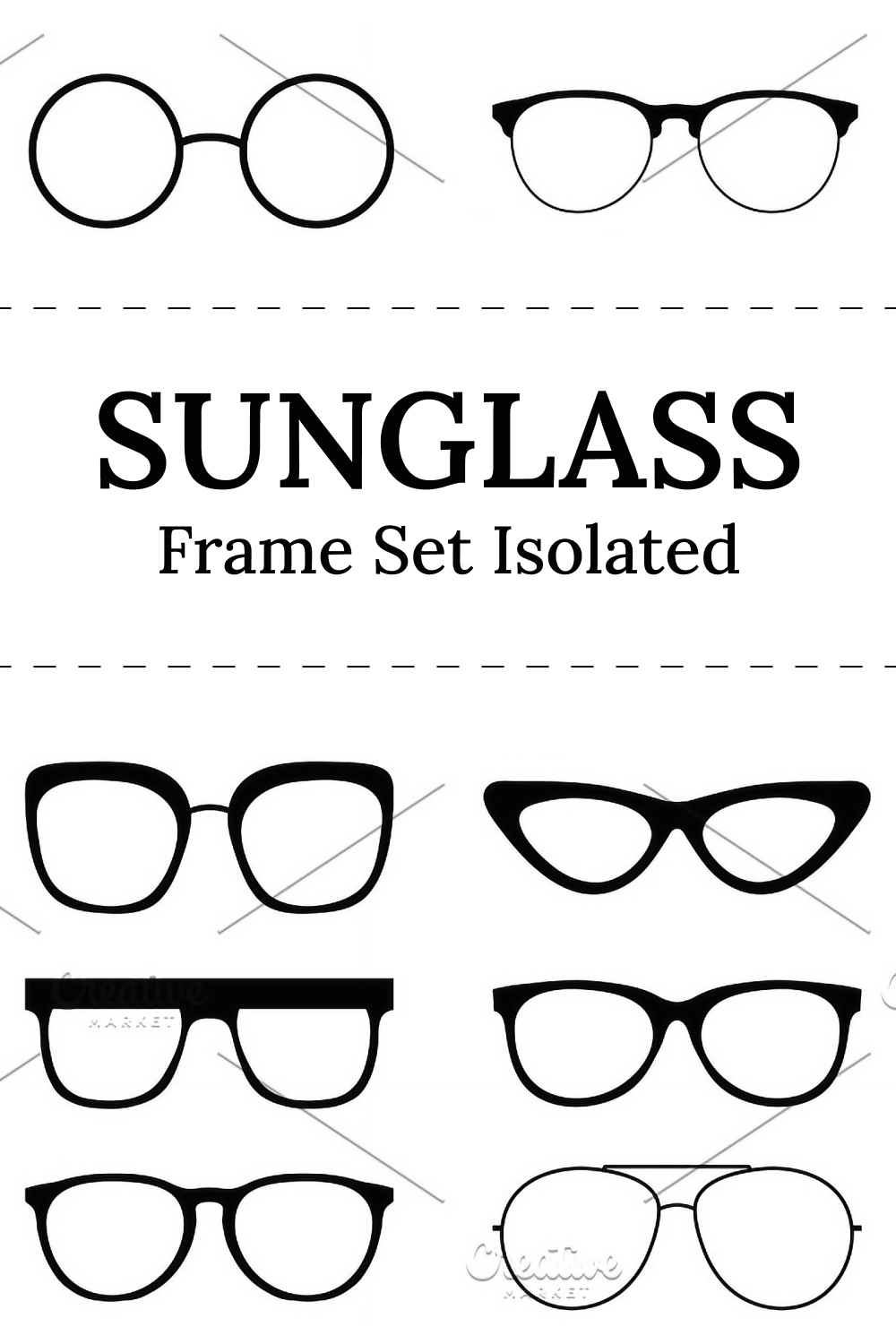 Illustrations colored sunglass frame set isolated of pinterest.