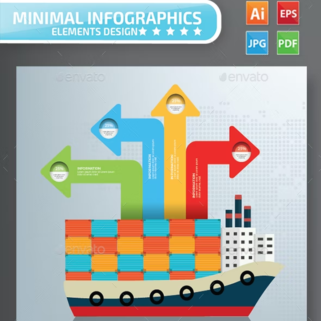 Images preview container ship infographics design.