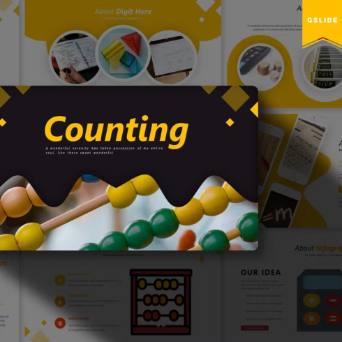 Images preview counting google slides template.
