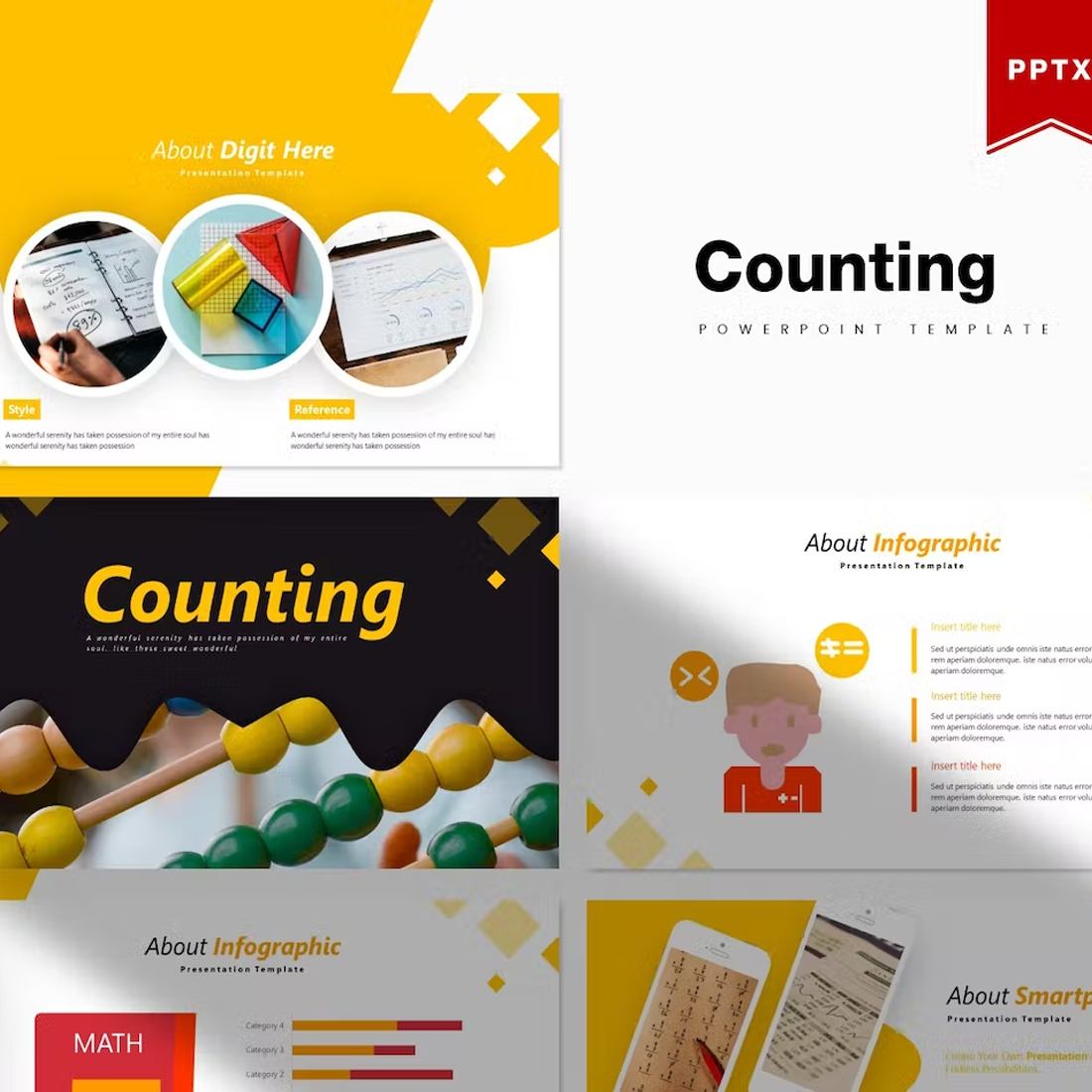 Images preview counting powerpoint template.