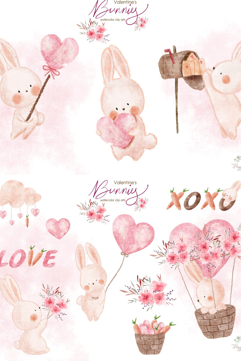 Illustrations cute bunnies valentines day clipart of pinterest.