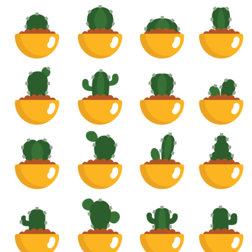 Images preview cute cactus set 20 illustrations.