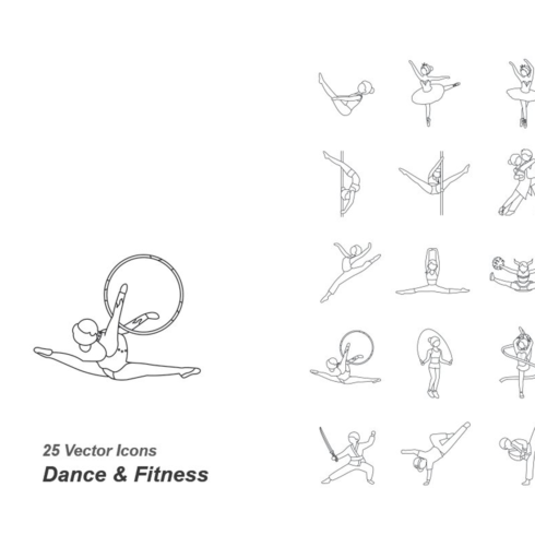 Images preview dance fitness outlines vector icon.