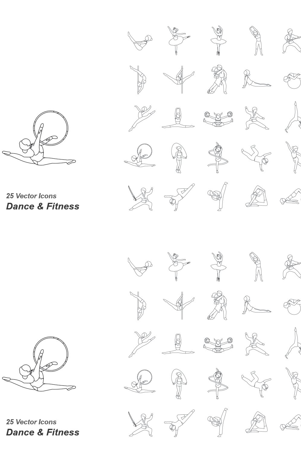 Illustrations dance fitness outlines vector icon of pinterest.