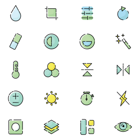 Images preview editing icons set.