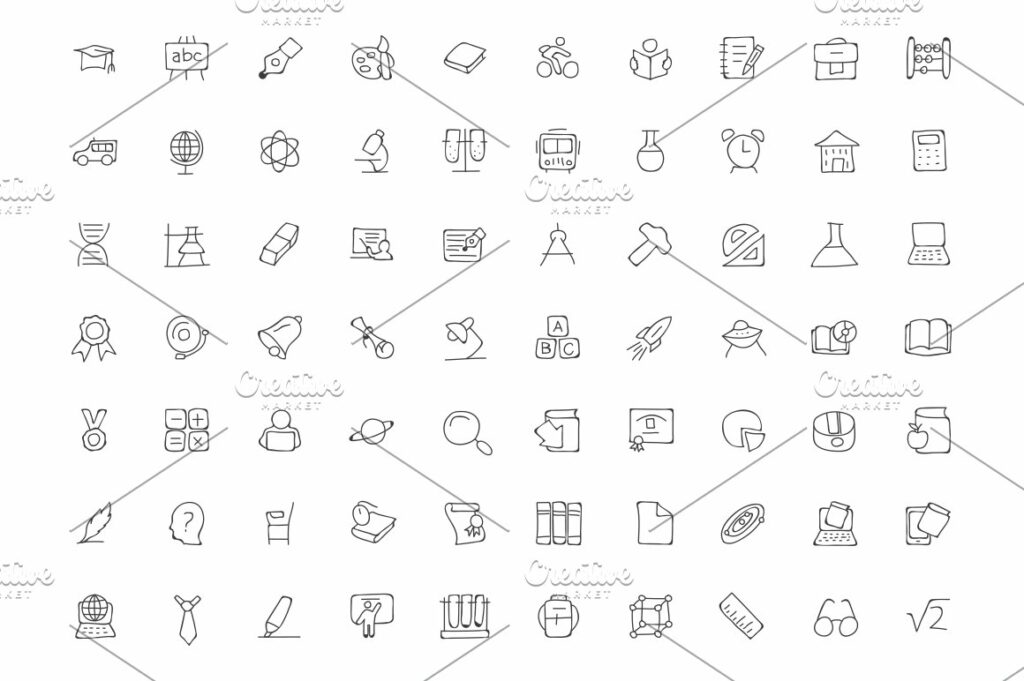 200 Education Hand Drawn Doodle Icon – MasterBundles