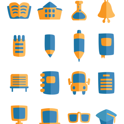 Images preview education icons set.