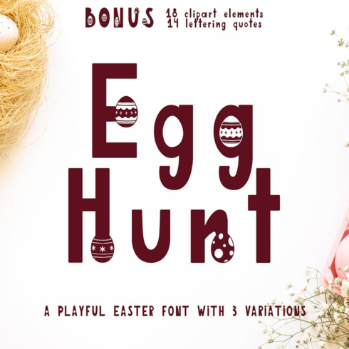 Images preview egg hunt decorated font.